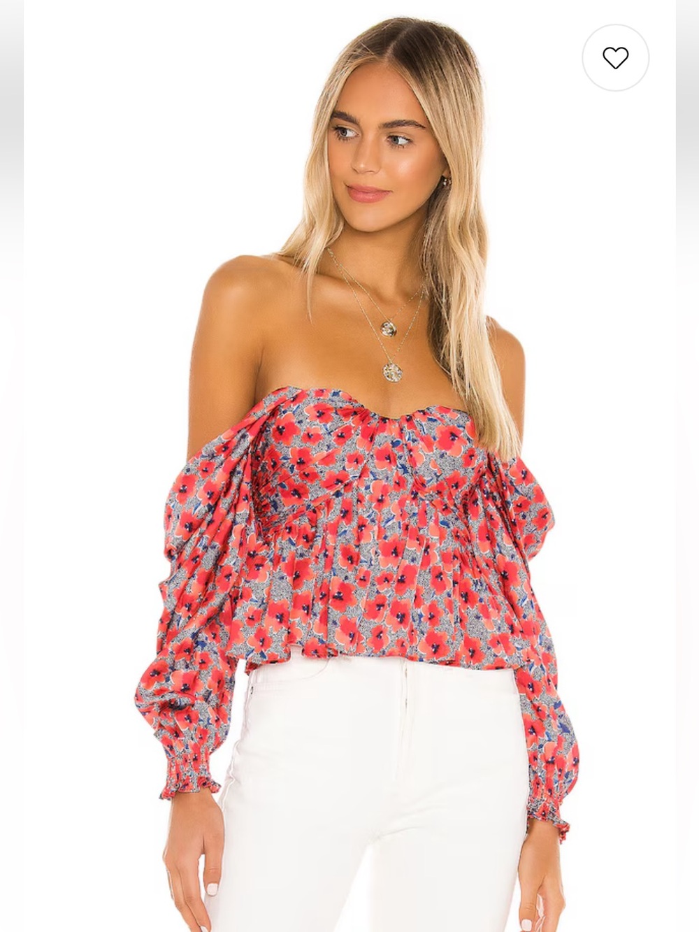 House of Harlow 1960 Red Floral Off-Shoulder Blouse